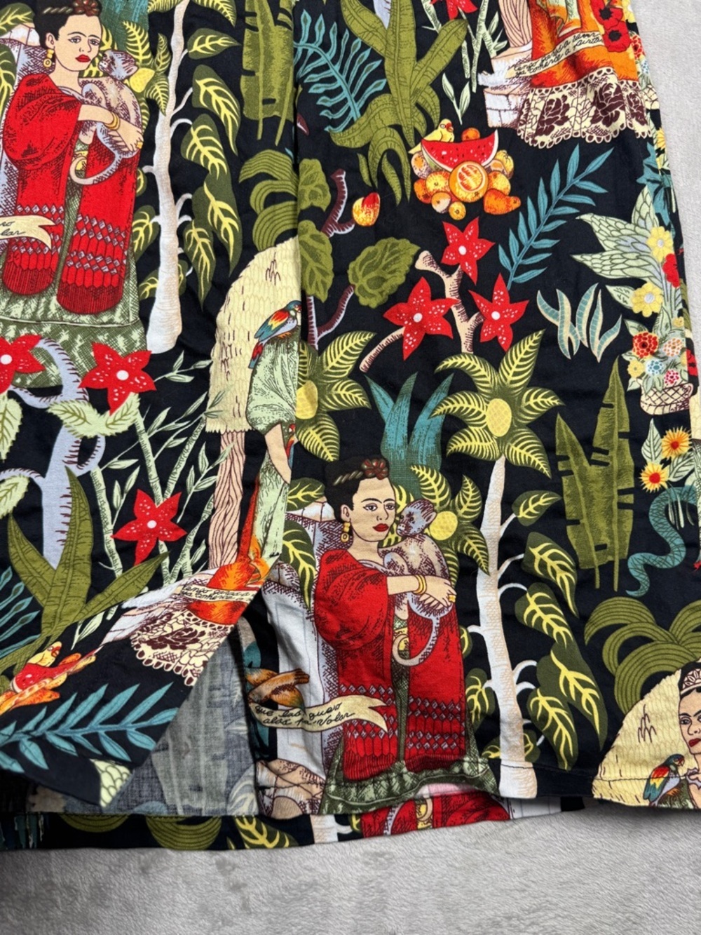Grace Karin Frida Kahlo Tropical Floral Retro Rockabilly Black Red Dress Size S - Picture 14 of 16
